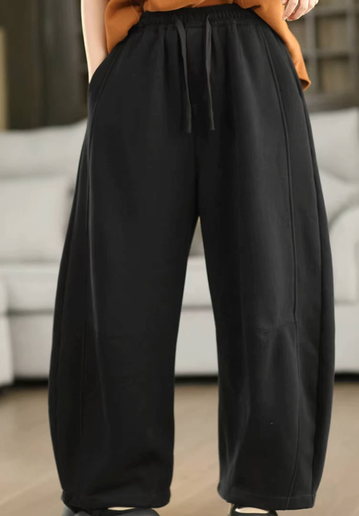 Winter Retro Cotton Thick Solid Color Fleece-Lined Casual Pants