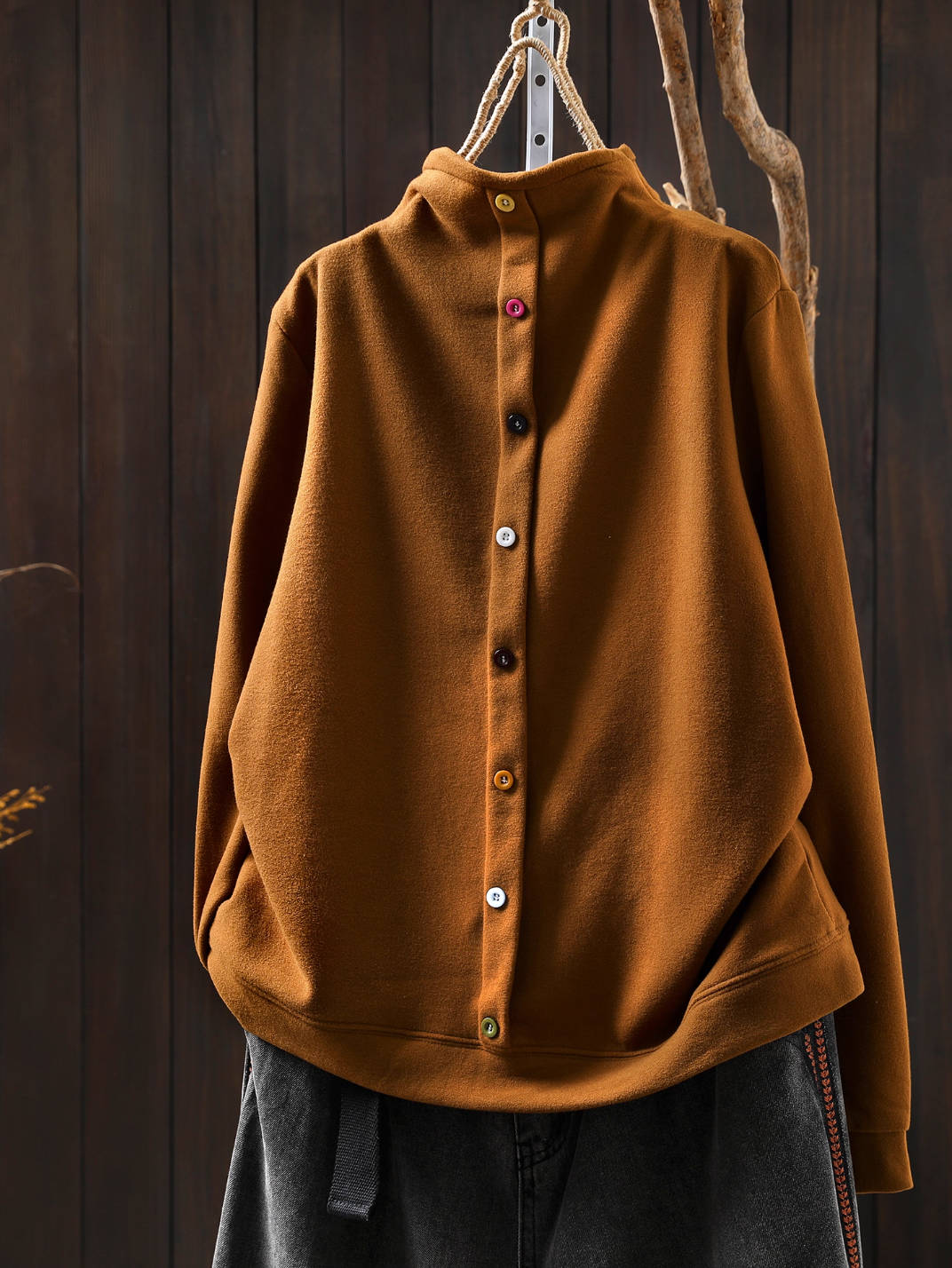 Women Warm High Neck Single-Breasted Soft Comfy Pullovers