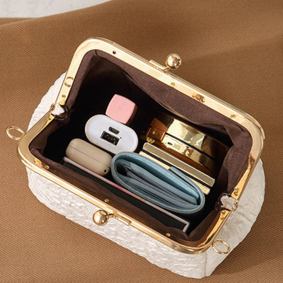 Elegant Mini Crinkled Shell Bag Pearl Clutch Bag