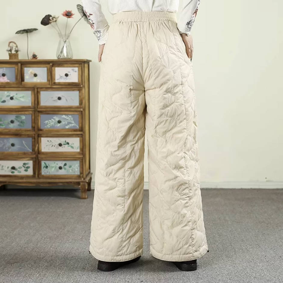 Winter Warm Solid Color Cotton-In Soft Loose Ankle-Cinching Pants