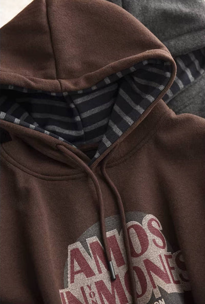 Winter Cotton Knitted Letters Printed Thick Plush Hoodies