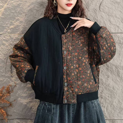 Women Vintage Cotton Asymmetric Patchwork Washed Coat