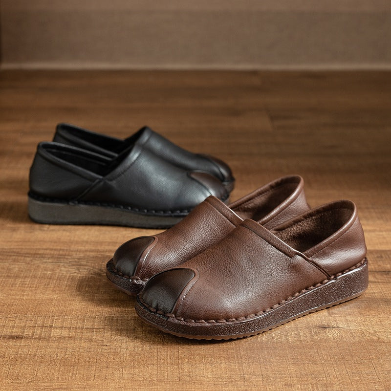 Babakud Leather Patchwork Closed Toe Shallow Flat Shoes