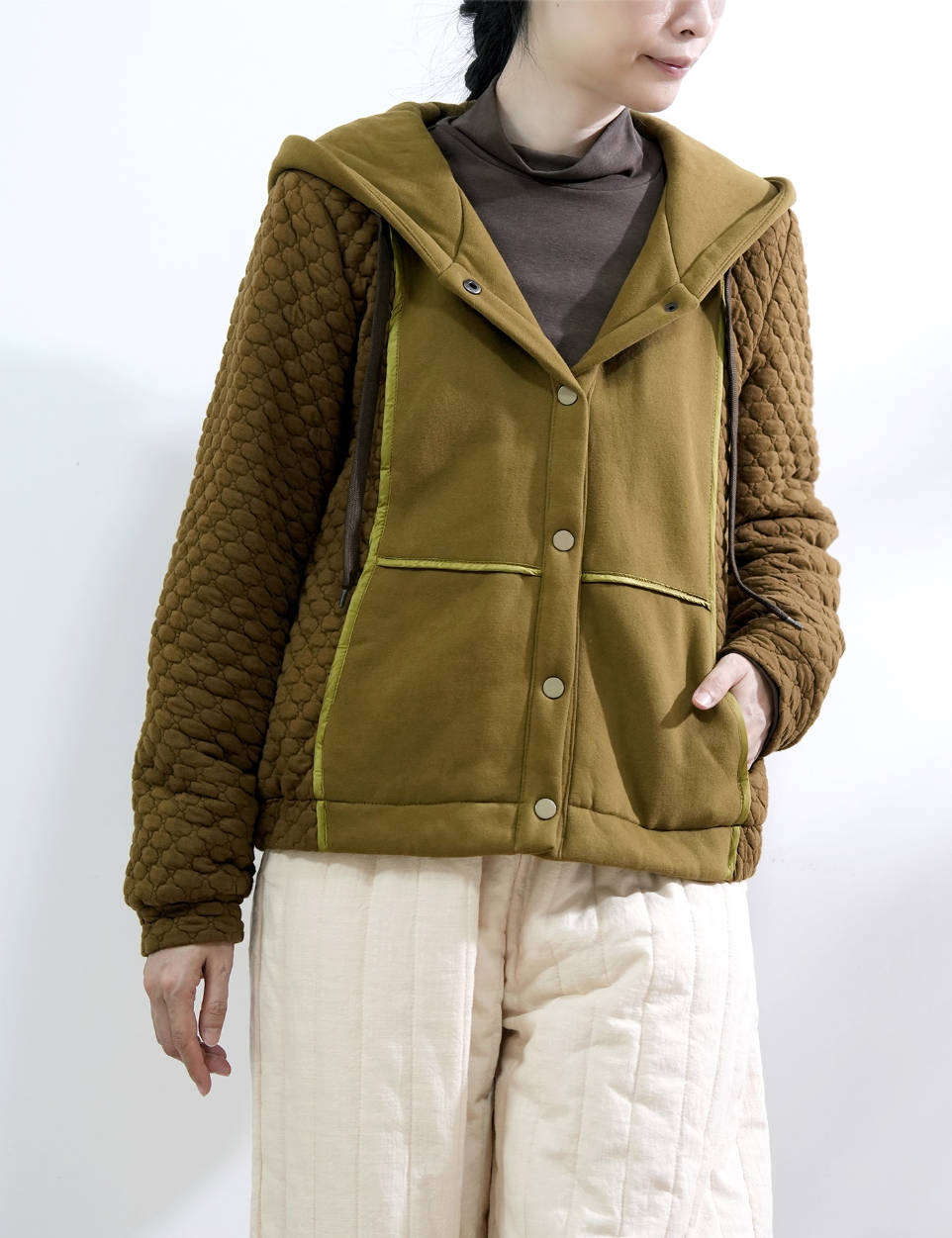 Winter Warm Cotton Patchwork Hoodies Cotton-In Short Coat