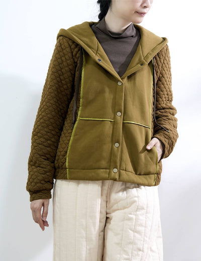 Winter Warm Cotton Patchwork Hoodies Cotton-In Short Coat
