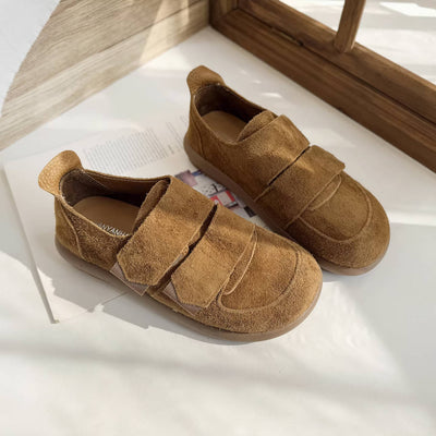 Autumn Sueded Wide Toe Velcro Casual Flat Shoes
