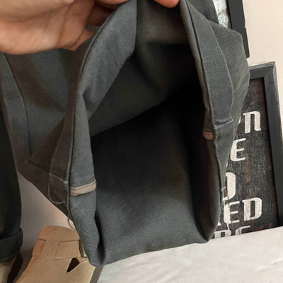 Casual Cotton Washed Loose-Fitting Lace-Up Solid Color Pants