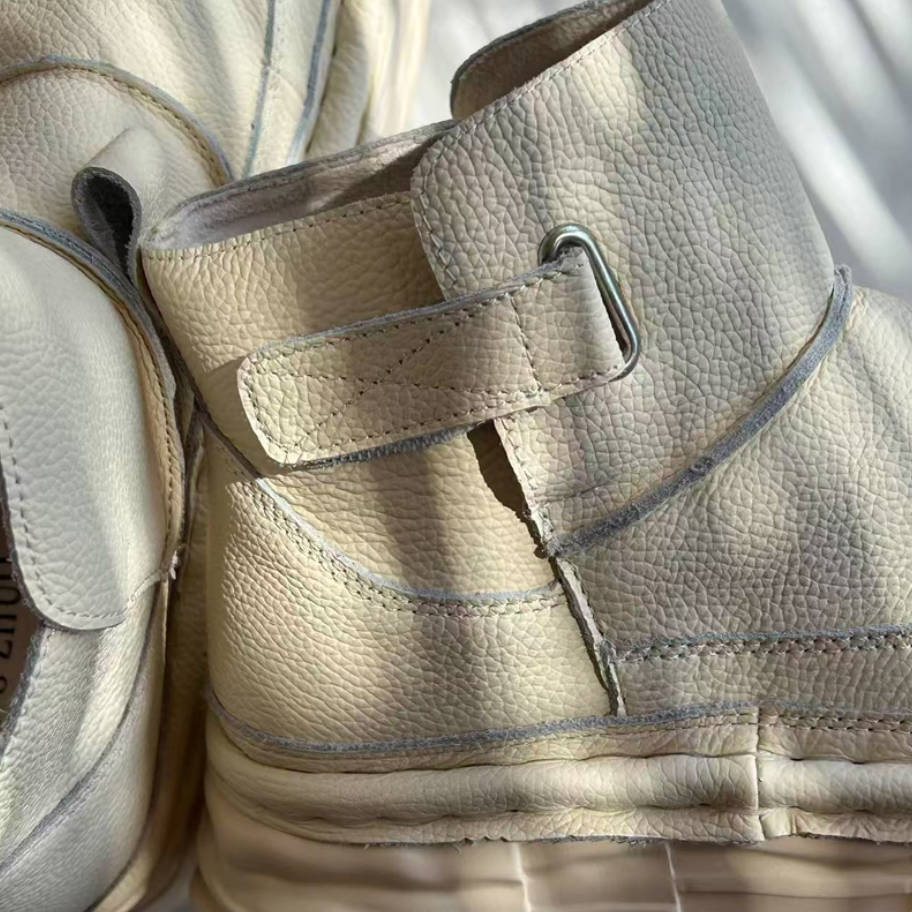 Retro Leather Wide Toe Platform Soft Sole Casual Ankle Boots