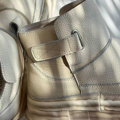 Retro Leather Wide Toe Platform Soft Sole Casual Ankle Boots