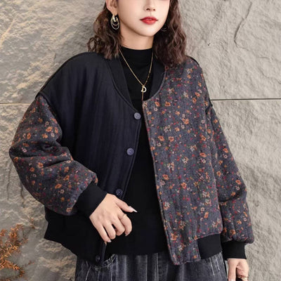 Women Vintage Cotton Asymmetric Patchwork Washed Coat