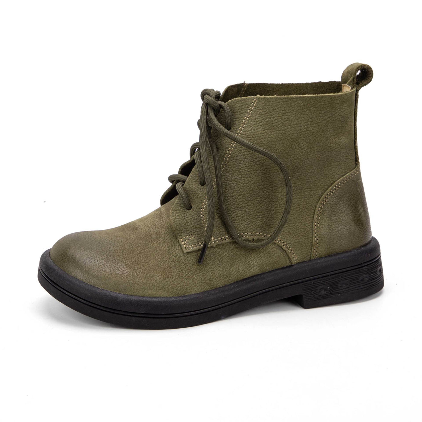 Retro Leather Soft Sole Solid Color Lace-Up Ankle Boots