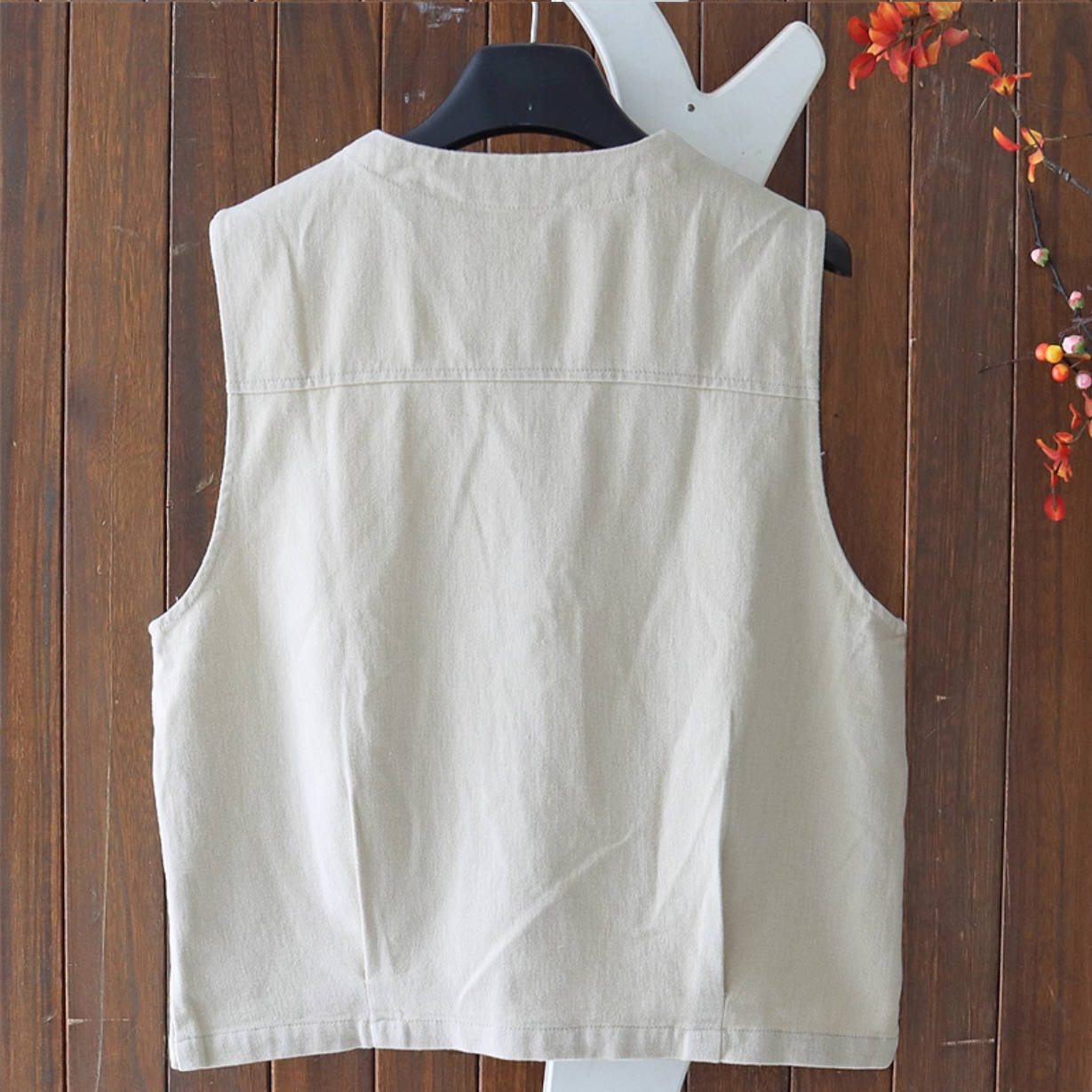 Round Neck Cotton Sleeveless Single-Breasted Loose Vest