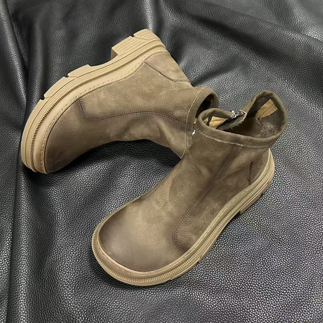 Vintage Top Leather Soft Comfy Zipper Ankle Boots