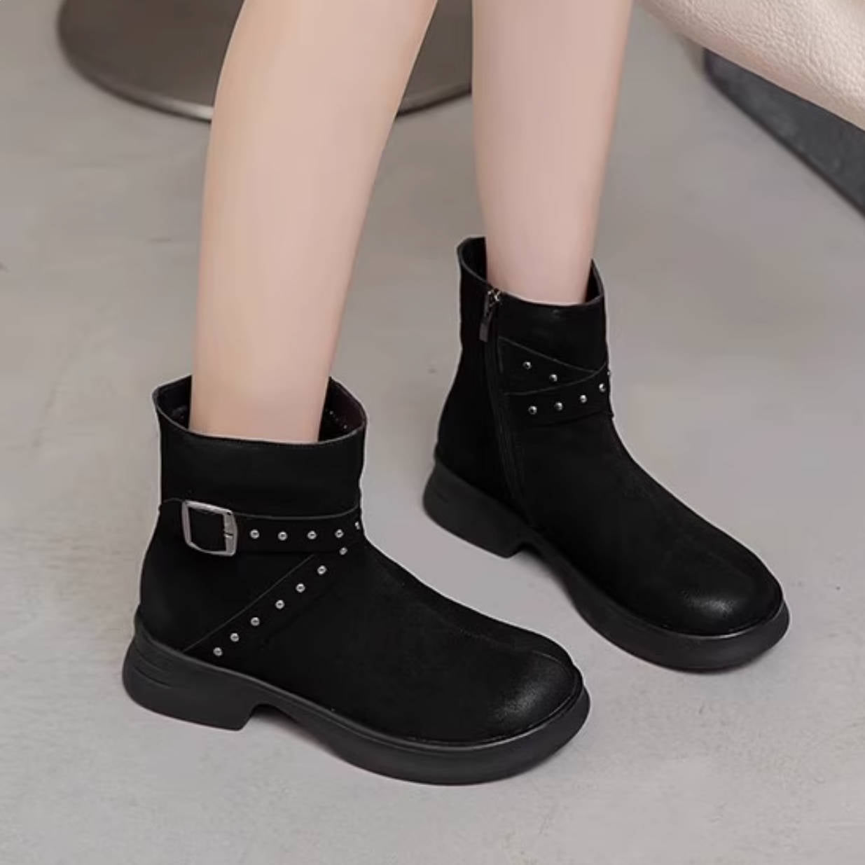 Retro Leather Sueded Crossing Straped Fashion Ankle Boots