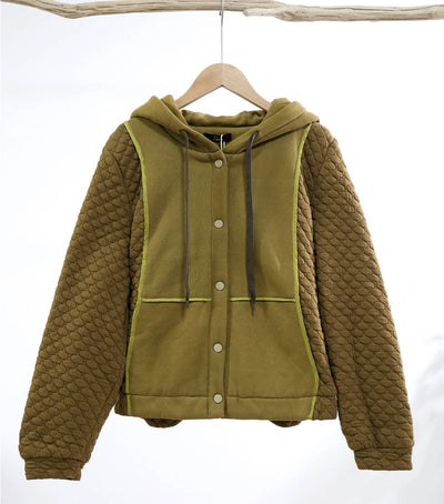Winter Warm Cotton Patchwork Hoodies Cotton-In Short Coat