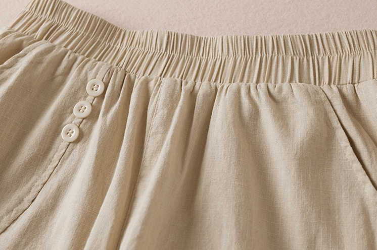Women Summer Cotton Linen Casual Shorts