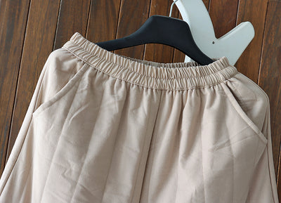 Women Winter Quilted Embroidered Warm Cotton Linen Straight-Leg Pants