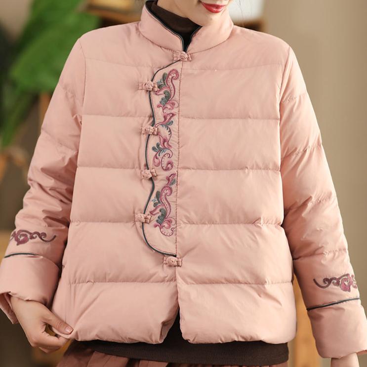 Babakud Women Winter Vintage Embroidered Warm Puffer Short Jacket
