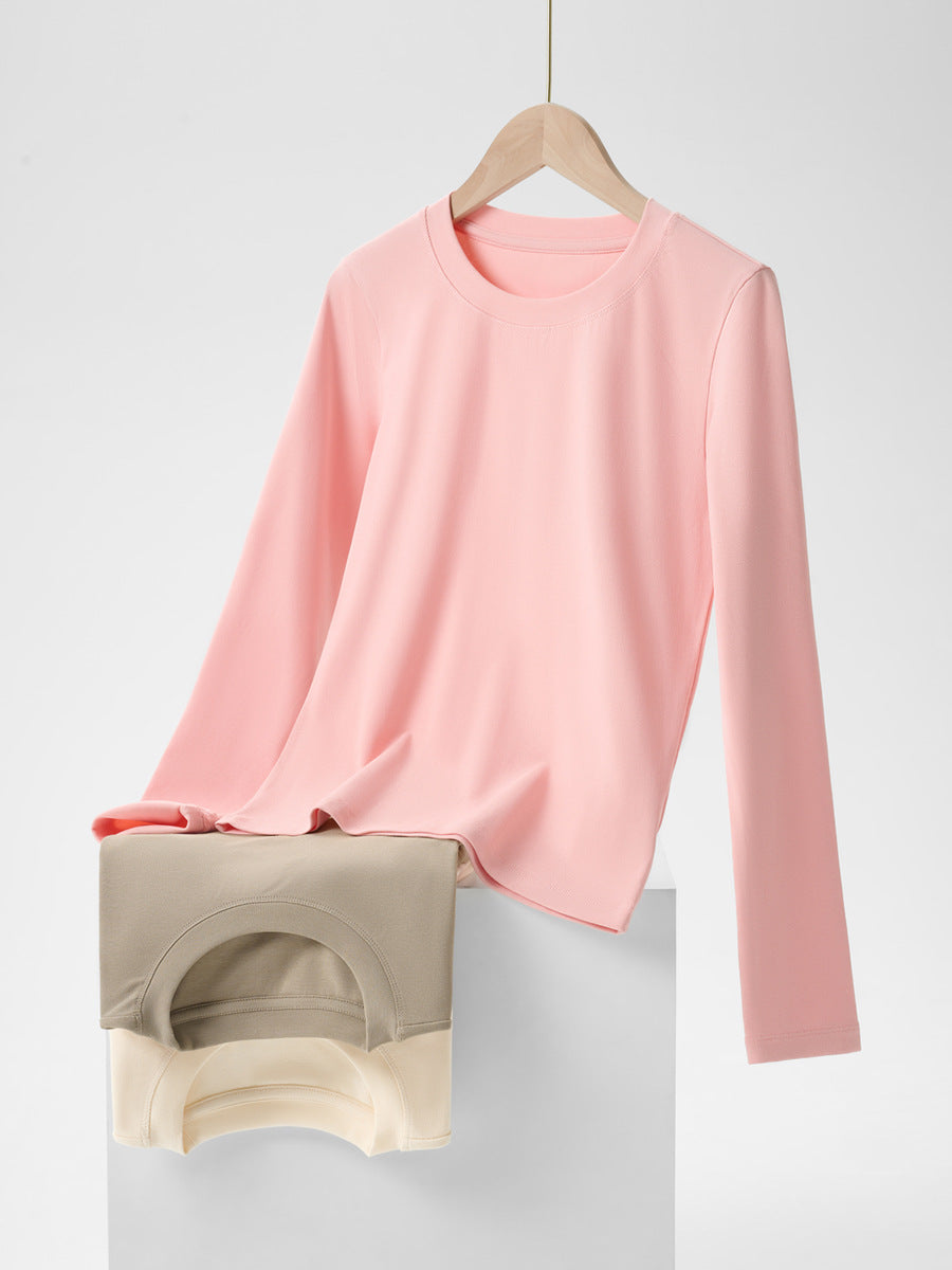 Simple Cotton Round Neck Slim Versatile Solid Color Short Overshirt