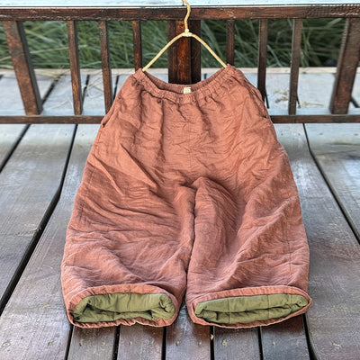 Warm Retro Ramie Cotton-In Loose Plus Size Lace-Up Pants