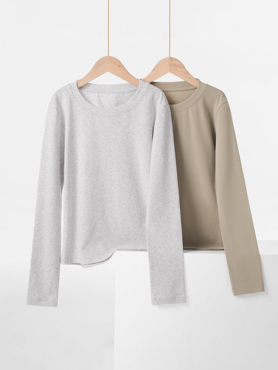 Simple Cotton Round Neck Slim Versatile Solid Color Short Overshirt