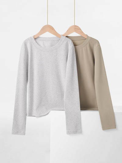 Simple Cotton Round Neck Slim Versatile Solid Color Short Overshirt