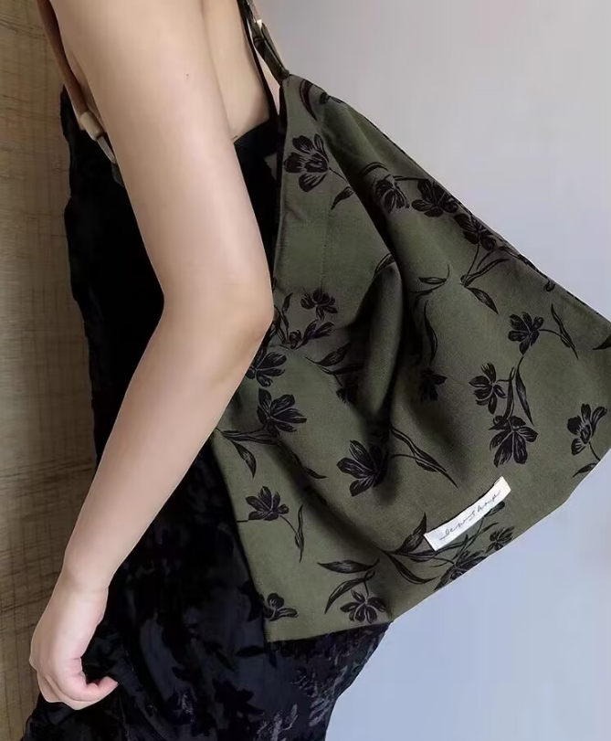 Babakud Vintage Green Floral Shoulder Bag