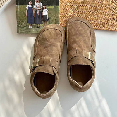 Retro Leather Sueded Casual Soft Sole Flat Shoes