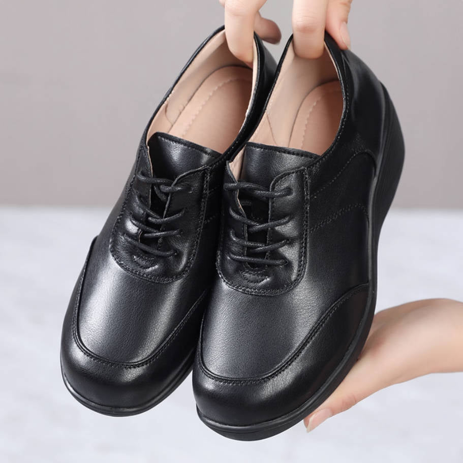 Autumn Leather Thick Sole Platform Lace-Up Shoes