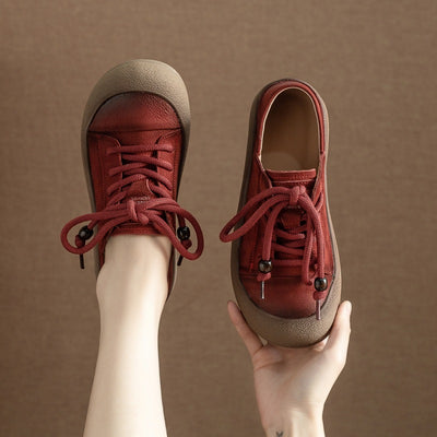 Trendy Chic Leather Casual Lace-Up Beadwork Flat Shoes