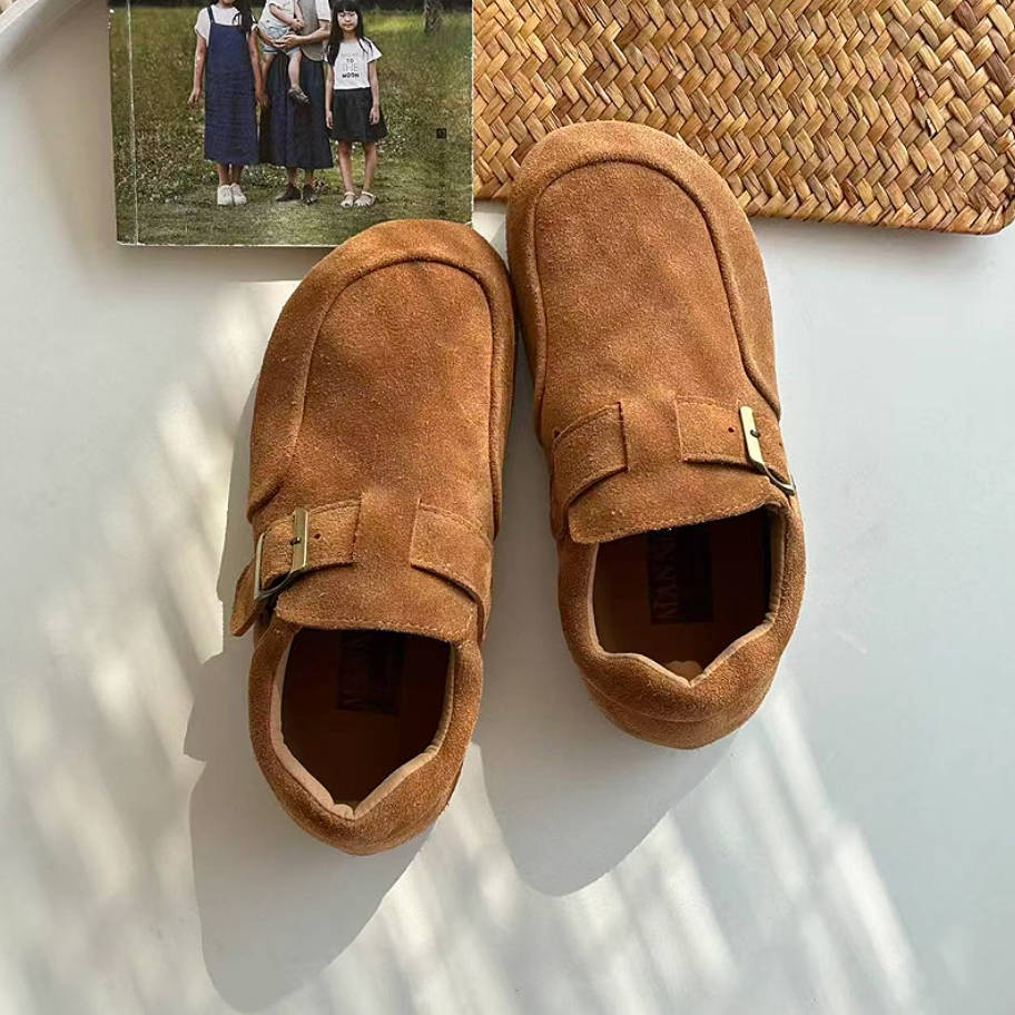 Retro Leather Sueded Casual Soft Sole Flat Shoes