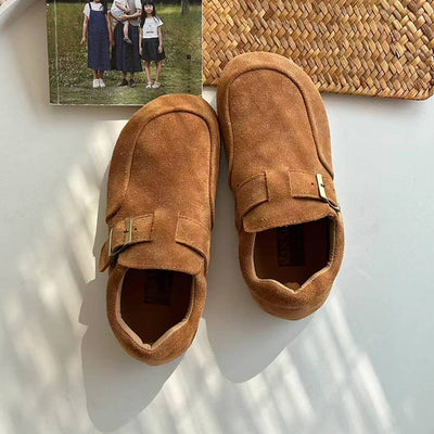 Retro Leather Sueded Casual Soft Sole Flat Shoes