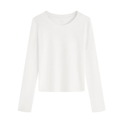 Simple Cotton Round Neck Slim Versatile Solid Color Short Overshirt