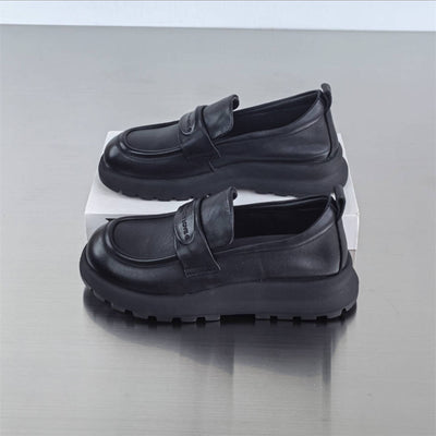 Genuine Leather Casual Soft Sole Platform Slip-On Loafer Shoes