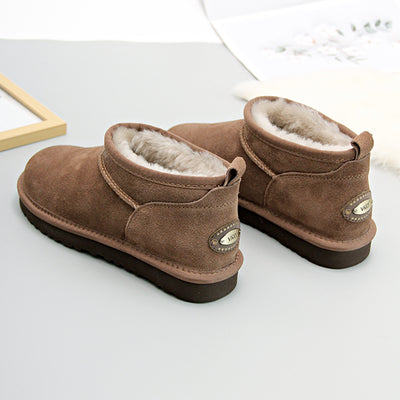 Women Winter Suede Warm Simple Short Snow Boots