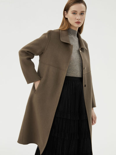Elegant Warm Lapel Double-Faced Cashmere Long Coat