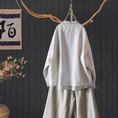 Autumn Linen Chic Round Neck Versatile Coat