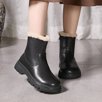 Winter Retro Warm Fleece-Lined Soft Flat Sole Ankle Boots