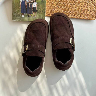 Retro Leather Sueded Casual Soft Sole Flat Shoes