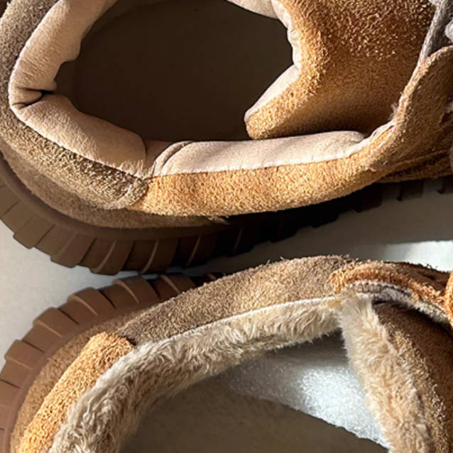 Retro Leather Sueded Patchwork Thick Sole Warm Ankle Boots