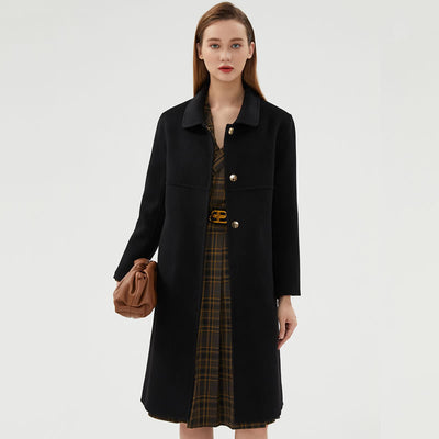 Elegant Warm Lapel Double-Faced Cashmere Long Coat