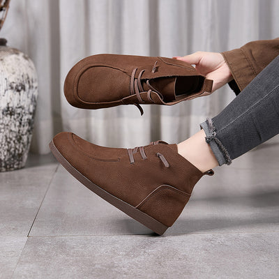 Retro Leather Sueded Comfy Casual Soft Sole Flat Ankle Boots