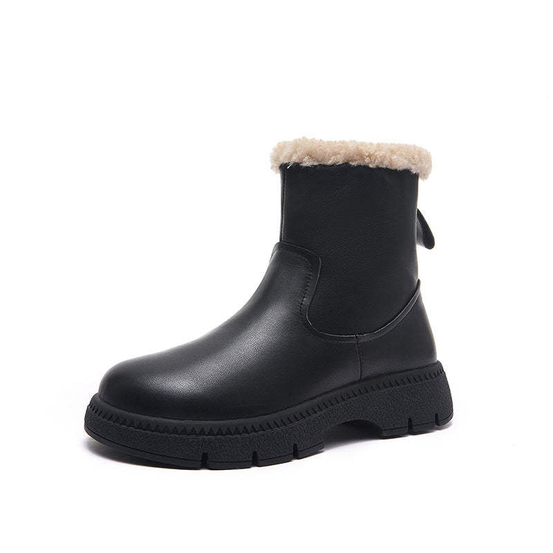 Winter Retro Warm Fleece-Lined Soft Flat Sole Ankle Boots