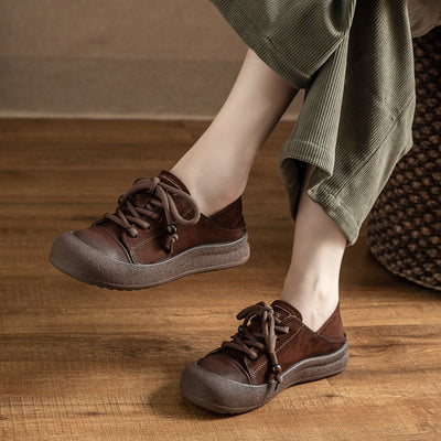 Trendy Chic Leather Casual Lace-Up Beadwork Flat Shoes