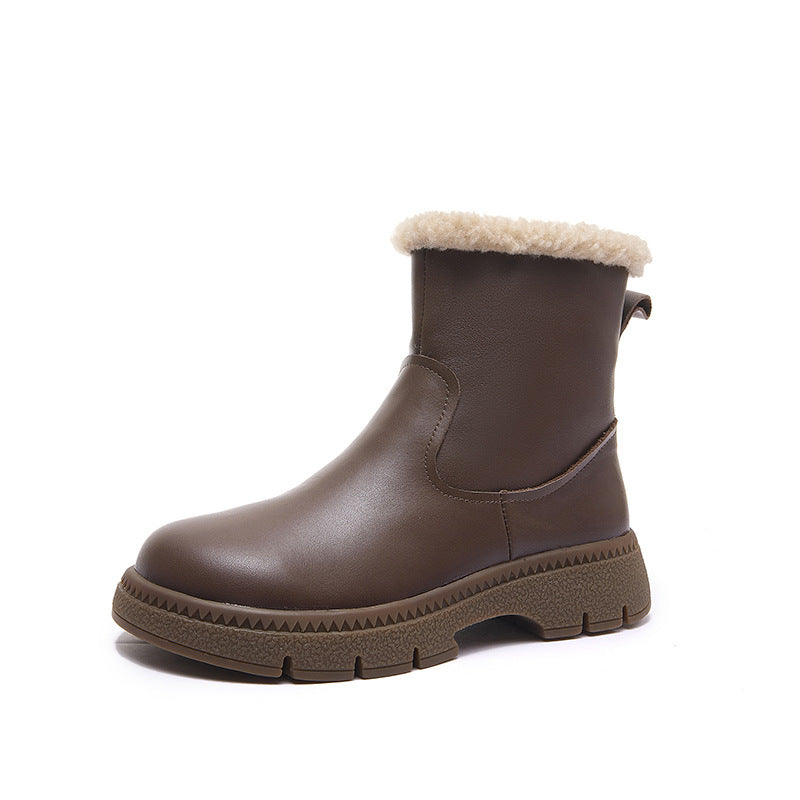 Winter Retro Warm Fleece-Lined Soft Flat Sole Ankle Boots