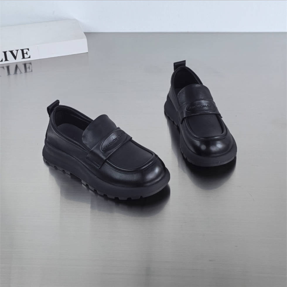 Genuine Leather Casual Soft Sole Platform Slip-On Loafer Shoes