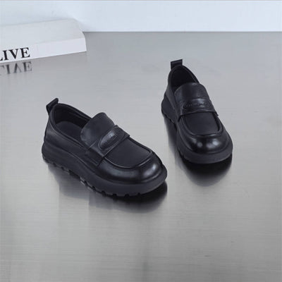 Genuine Leather Casual Soft Sole Platform Slip-On Loafer Shoes