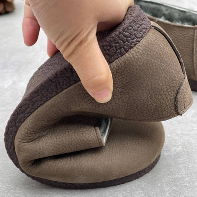 Winter Sheepskin Leather Retro Round Toe Fleece-Lined Flats