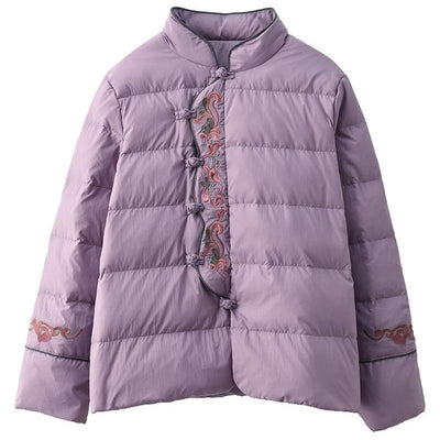 Babakud Women Winter Vintage Embroidered Warm Puffer Short Jacket
