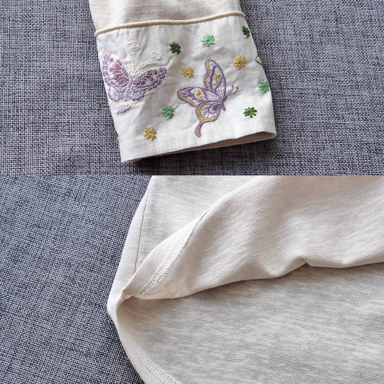 Embroidered Cotton Stand Collar Elastic Loose Overshirts